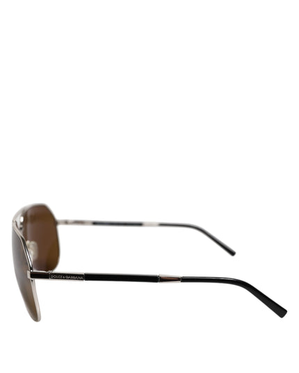 Dolce & Gabbana DG2073 Silver Steel Classic Pilot Brown Lens Sunglasses