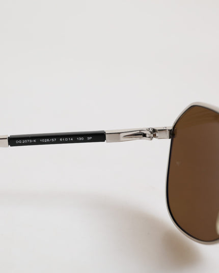 Dolce & Gabbana DG2073 Silver Steel Classic Pilot Brown Lens Sunglasses