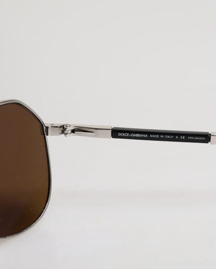 Dolce & Gabbana DG2073 Silver Steel Classic Pilot Brown Lens Sunglasses