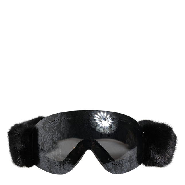 Dolce & Gabbana Black Bi0759 Lace Mirrored Ski Goggles Mask Sunglasses