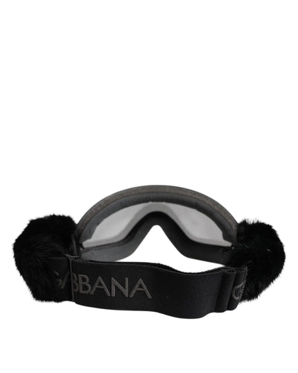 Dolce & Gabbana Black Bi0759 Lace Mirrored Ski Goggles Mask Sunglasses