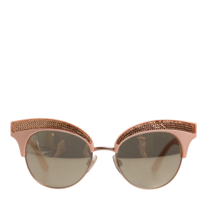 Dolce & Gabbana Pink Gold Mirrored Cat Eye DG6109 Sequined Sunglasses