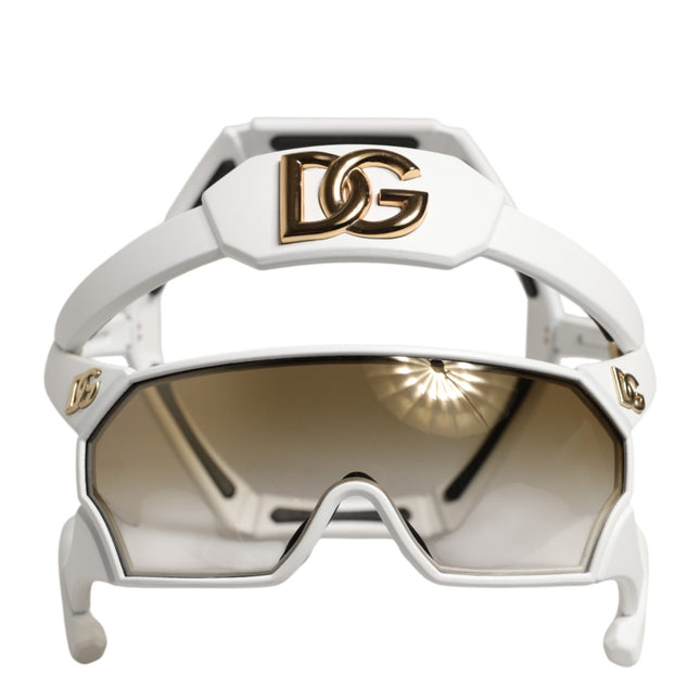 Dolce & Gabbana White Acetate Next Generation Mask Eyewear Sunglasses