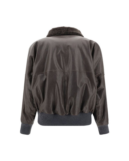 Brunello Cucinelli Brown Leather Jacket
