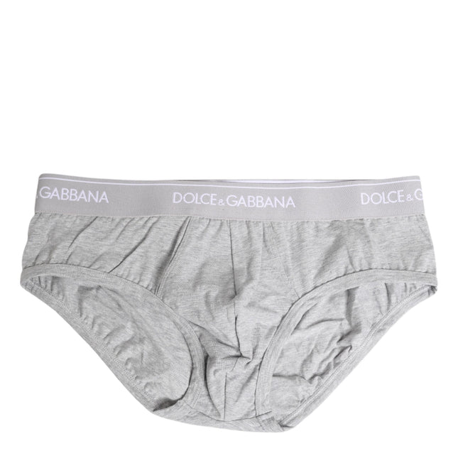 Dolce & Gabbana Gray Cotton Stretch Regular Brief Underwear