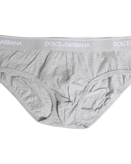 Dolce & Gabbana Gray Cotton Stretch Regular Brief Underwear
