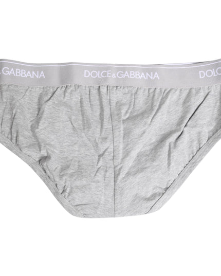 Dolce & Gabbana Gray Cotton Stretch Regular Brief Underwear