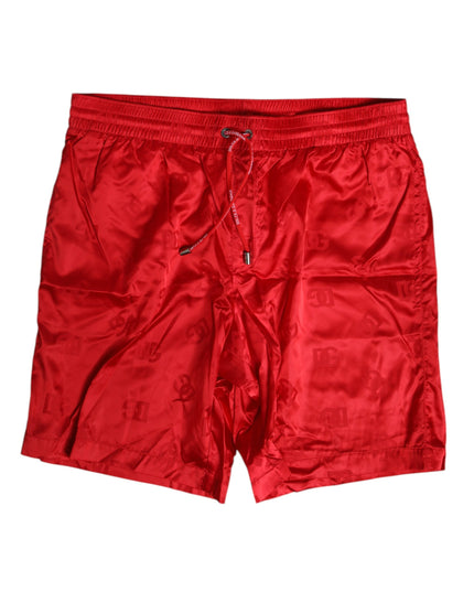 Dolce & Gabbana Red Nylon Drawstring Beachwear Shorts Swimwear