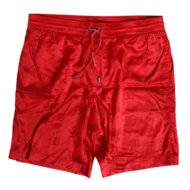 Dolce & Gabbana Red Nylon Drawstring Beachwear Shorts Swimwear