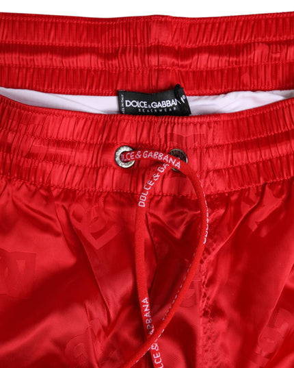 Dolce & Gabbana Red Nylon Drawstring Beachwear Shorts Swimwear