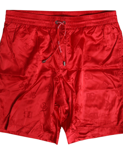 Dolce & Gabbana Red Nylon Drawstring Beachwear Shorts Swimwear