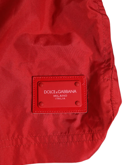 Dolce & Gabbana Red Drawstring Beachwear Men Shorts Swimwear