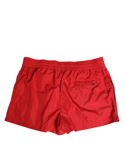Dolce & Gabbana Red Drawstring Beachwear Men Shorts Swimwear