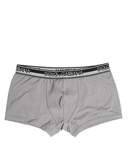 Dolce & Gabbana Gray Cotton Stretch Regular Boxer Underwear