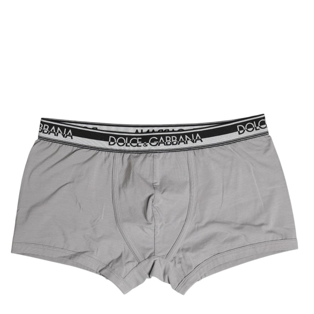 Dolce & Gabbana Gray Cotton Stretch Regular Boxer Underwear
