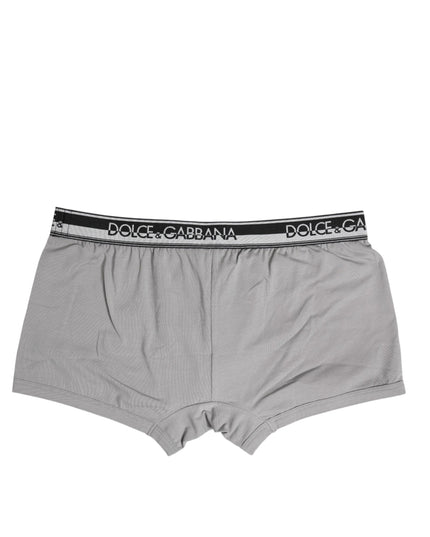 Dolce & Gabbana Gray Cotton Stretch Regular Boxer Underwear