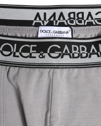Dolce & Gabbana Gray Cotton Stretch Regular Boxer Underwear