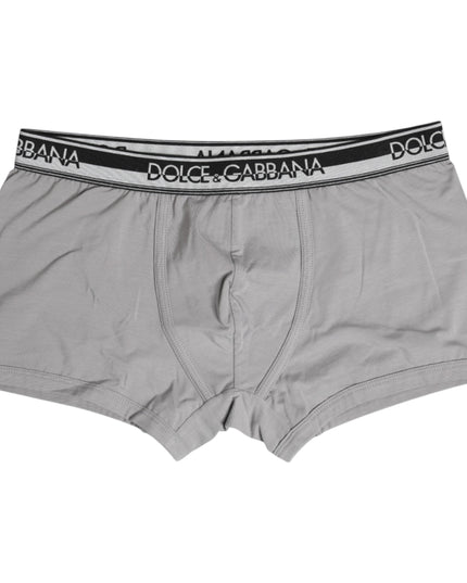 Dolce & Gabbana Gray Cotton Stretch Regular Boxer Underwear