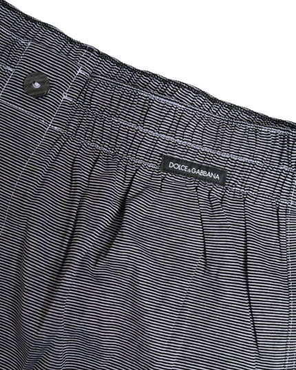 Dolce & Gabbana Gray Striped Cotton Regular Boxer Underwear