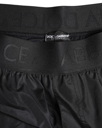 Dolce & Gabbana Black Logo Print Beachwear Men Shorts Swimwear