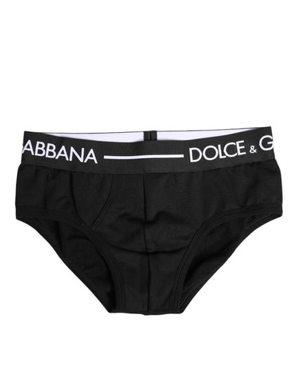 Dolce & Gabbana Black Cotton Stretch Regular Brief Underwear