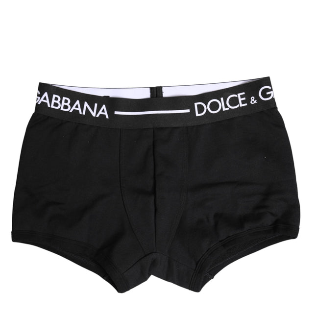 Dolce & Gabbana Black Cotton Stretch Regular Boxer Underwear