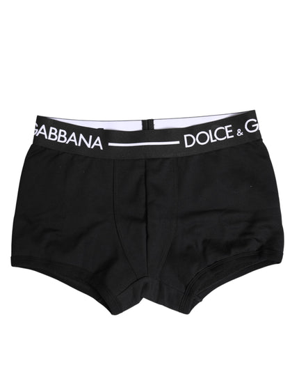 Dolce & Gabbana Black Cotton Stretch Regular Boxer Underwear