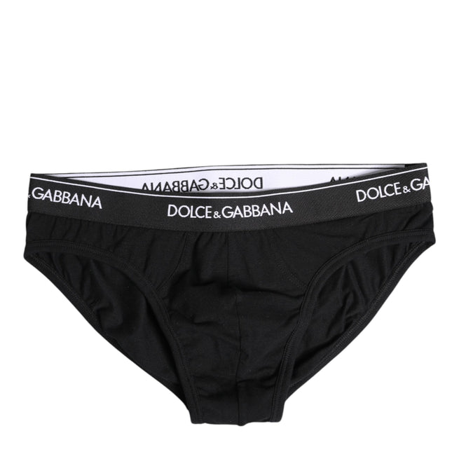 Dolce & Gabbana Black Cotton Stretch Regular Brief Underwear
