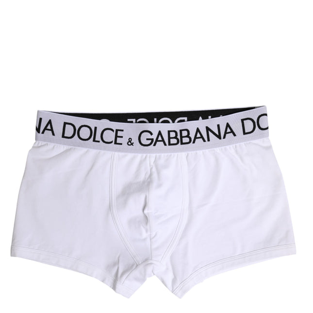Dolce & Gabbana White Cotton Stretch Regular Boxer Underwear