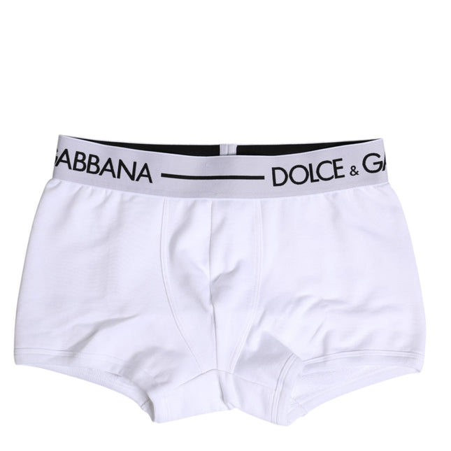 Dolce & Gabbana White Cotton Stretch Regular Boxer Underwear