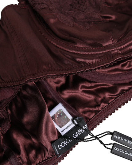 Dolce & Gabbana Burgundy Silk Underwired Balconette Bra Underwear