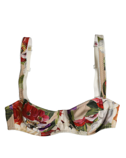 Dolce & Gabbana Beige Floral Balconcino Underwired Bra Underwear