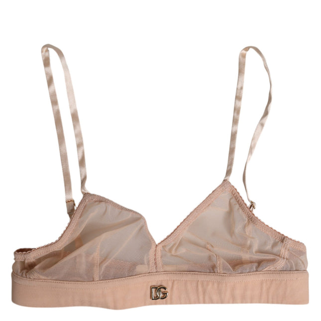Dolce & Gabbana Powder Pink Nylon DG Logo Non Wire Bra Underwear