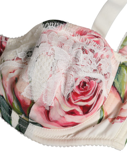 Dolce & Gabbana White Floral Balconette Underwired Bra Underwear