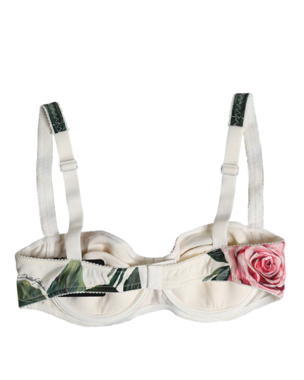 Dolce & Gabbana White Floral Balconette Underwired Bra Underwear