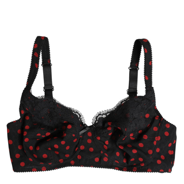 Dolce & Gabbana Black Red Polka Dot Underwired Balconette Underwear