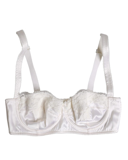 Dolce & Gabbana White Silk Underwired Balconette Bra Underwear