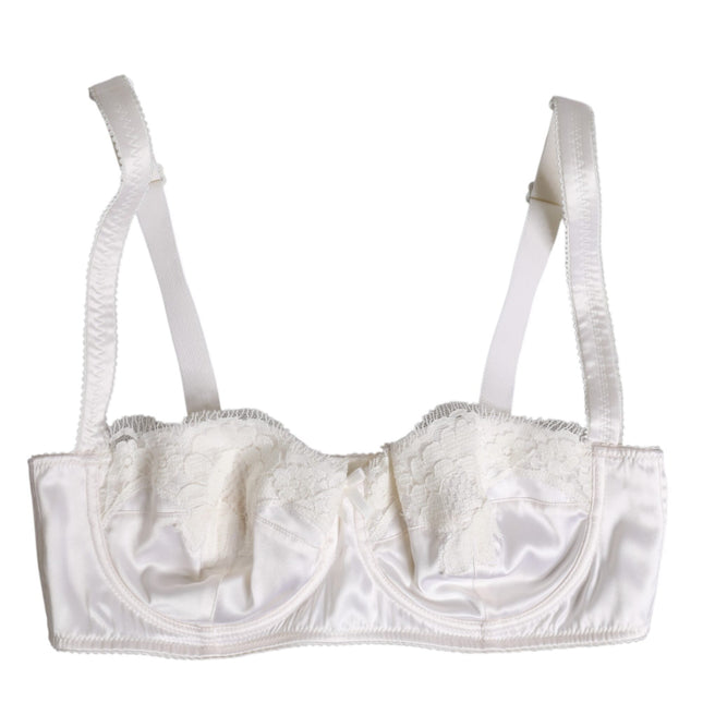 Dolce & Gabbana White Silk Underwired Balconette Bra Underwear