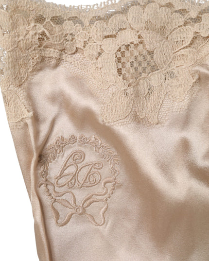 Dolce & Gabbana Beige Lace Silk Satin Tank Lingerie Underwear