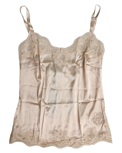 Dolce & Gabbana Beige Lace Silk Satin Tank Lingerie Underwear