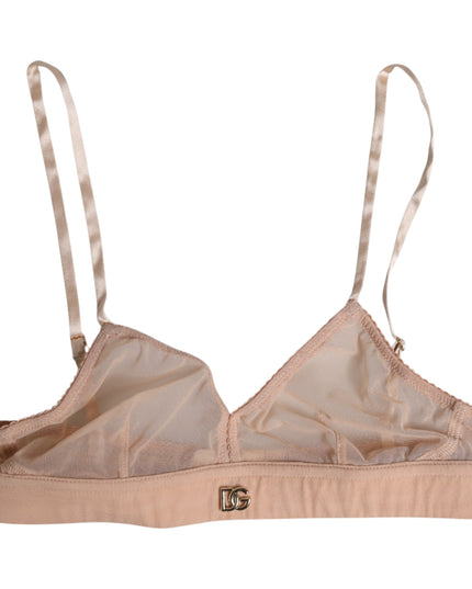 Dolce & Gabbana Powder Pink Nylon DG Logo Non Wire Bra Underwear
