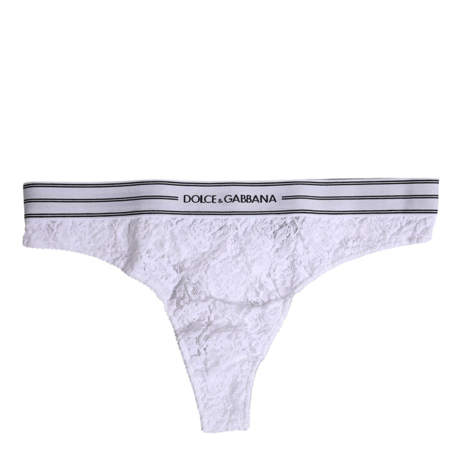 Dolce & Gabbana White Nylon Floral Lace Bottom Panty Underwear