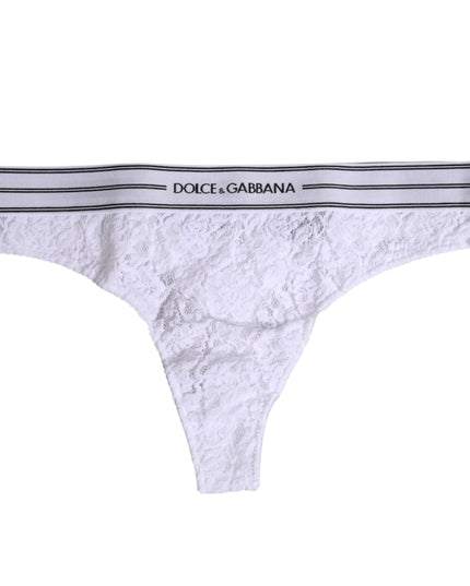 Dolce & Gabbana White Nylon Floral Lace Bottom Panty Underwear