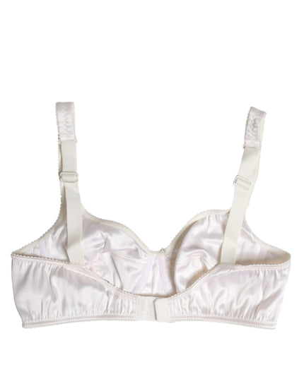 Dolce & Gabbana White Silk Balconette Non Wire Bra Underwear