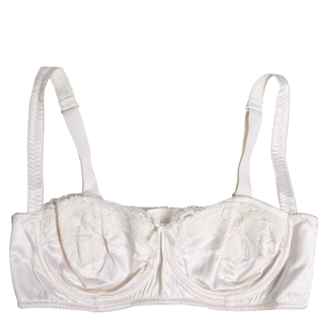 Dolce & Gabbana White Silk Underwired Balconette Bra Underwear