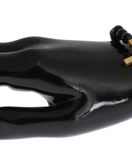 Nialaya Agate Stone Gold CZ Cross 925 Silver Bracelet