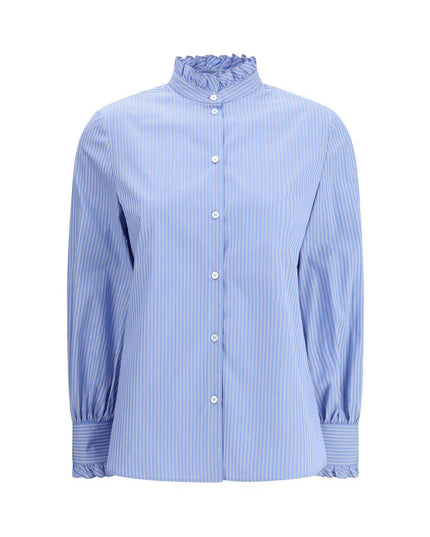 Valentino Blue Cotton Pattern Shirt
