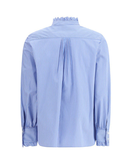 Valentino Blue Cotton Pattern Shirt