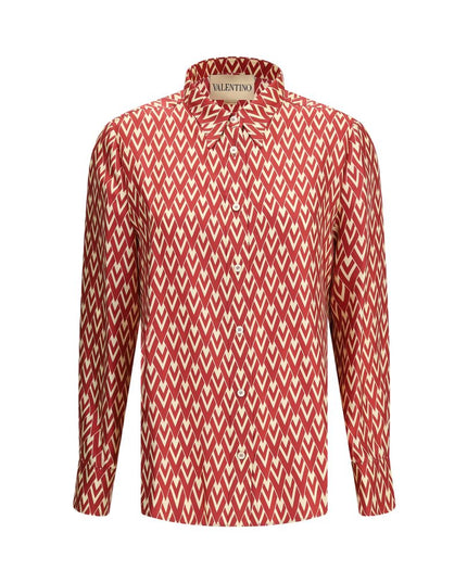 Valentino Red Silk Pattern Shirt