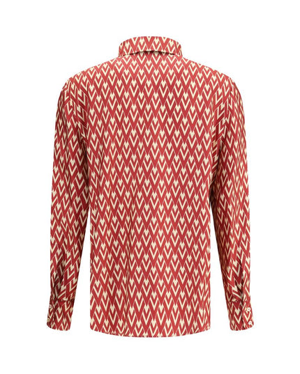 Valentino Red Silk Pattern Shirt
